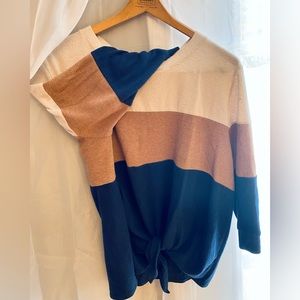 FALL SPECIAL! Block colored sweater, with tie front, plus size, 2x, like new